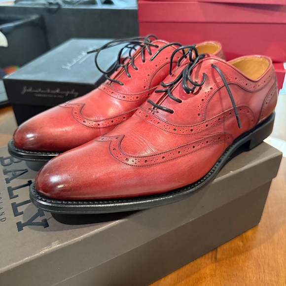 Bally Switzerland Goodyear 10.5 Red Calf Washed Gingo/58 - Picture 1 of 14